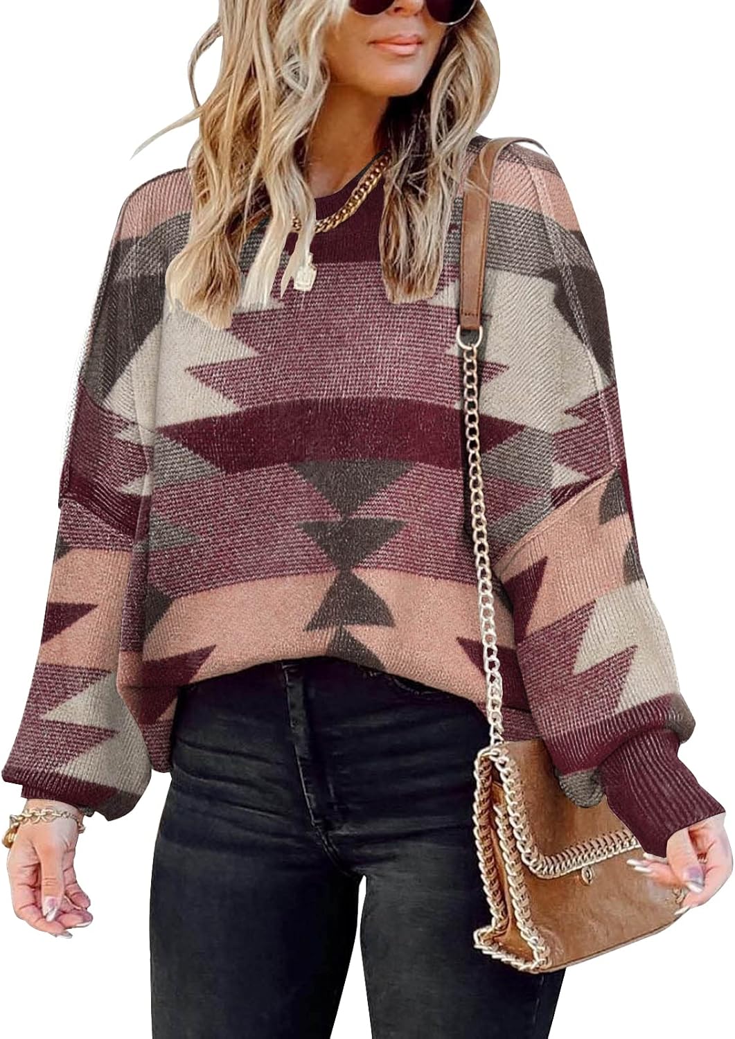 Womens Oversized Pullover Sweater with Batwing Sleeves and Style
