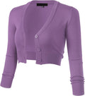 Allsense Women's 3/4 Sleeve Cropped Bolero Shrug Button (Style LRXP)
