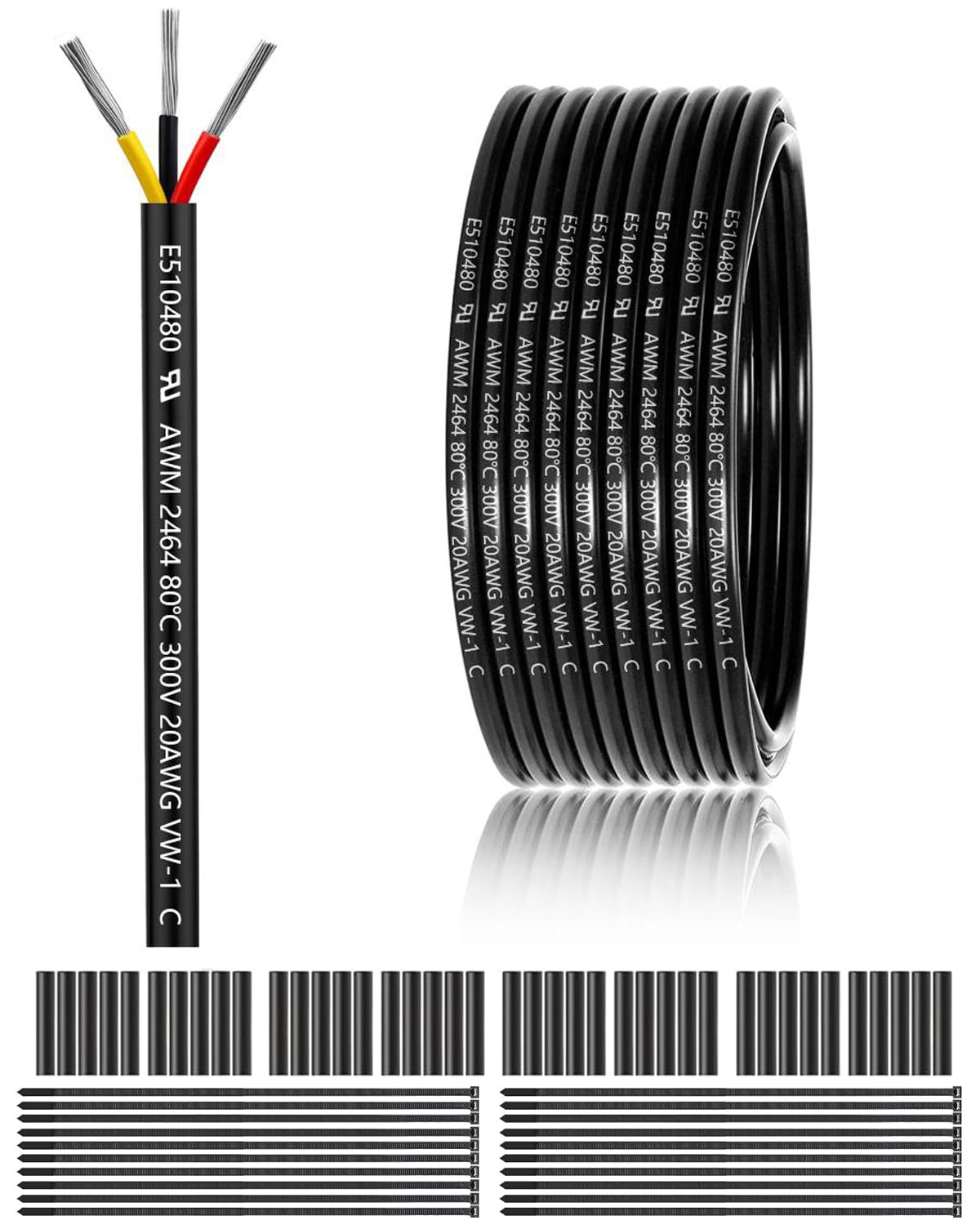 20 Gauge 3 Conductor Electrical Wire for LED Lighting and More