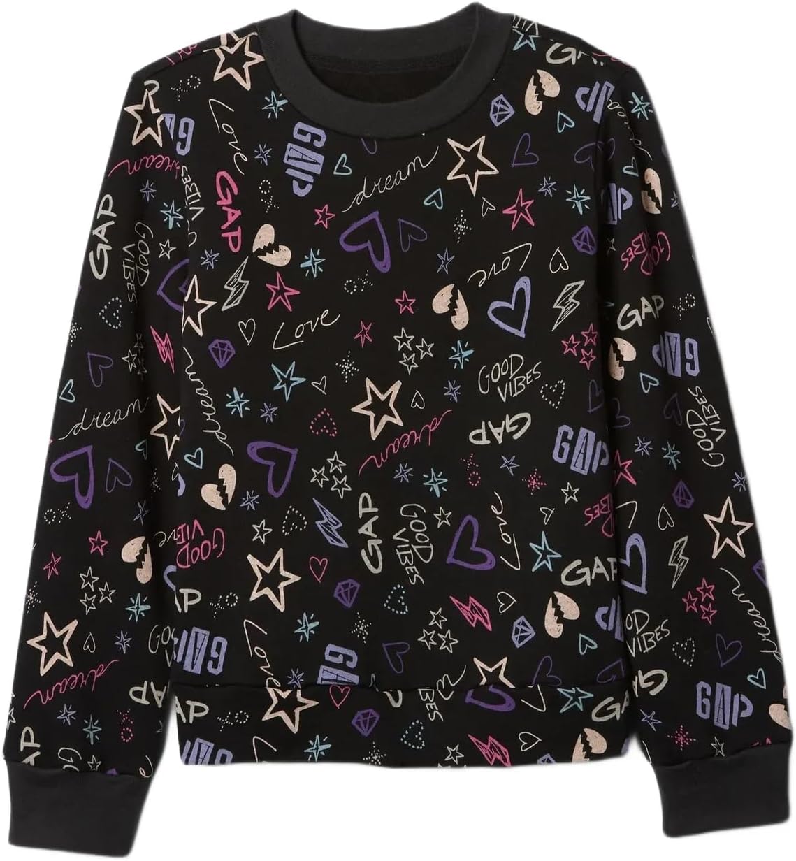 GAP Girls Logo Crewneck Sweatshirt | Black | XS | Comfort