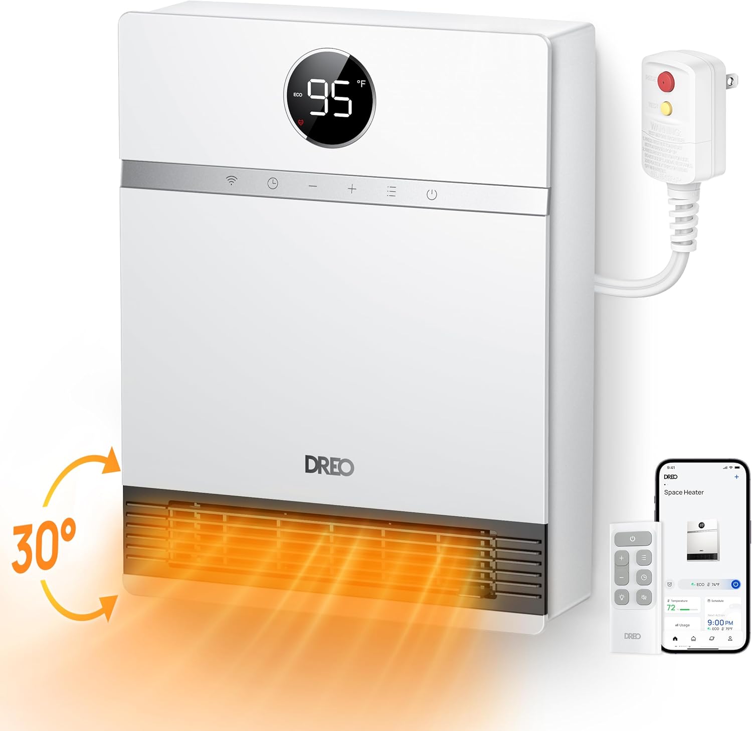 Dreo Smart Wall Heater with ALCI Plug for Indoor Use