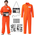 Deaboat Prisoner Jumpsuit Men Halloween Costume - 6-Piece Orange Jail