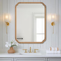 WallBeyond 30 in x 40 in Rounded Corner Arch Wall Mirror - Honey Wood