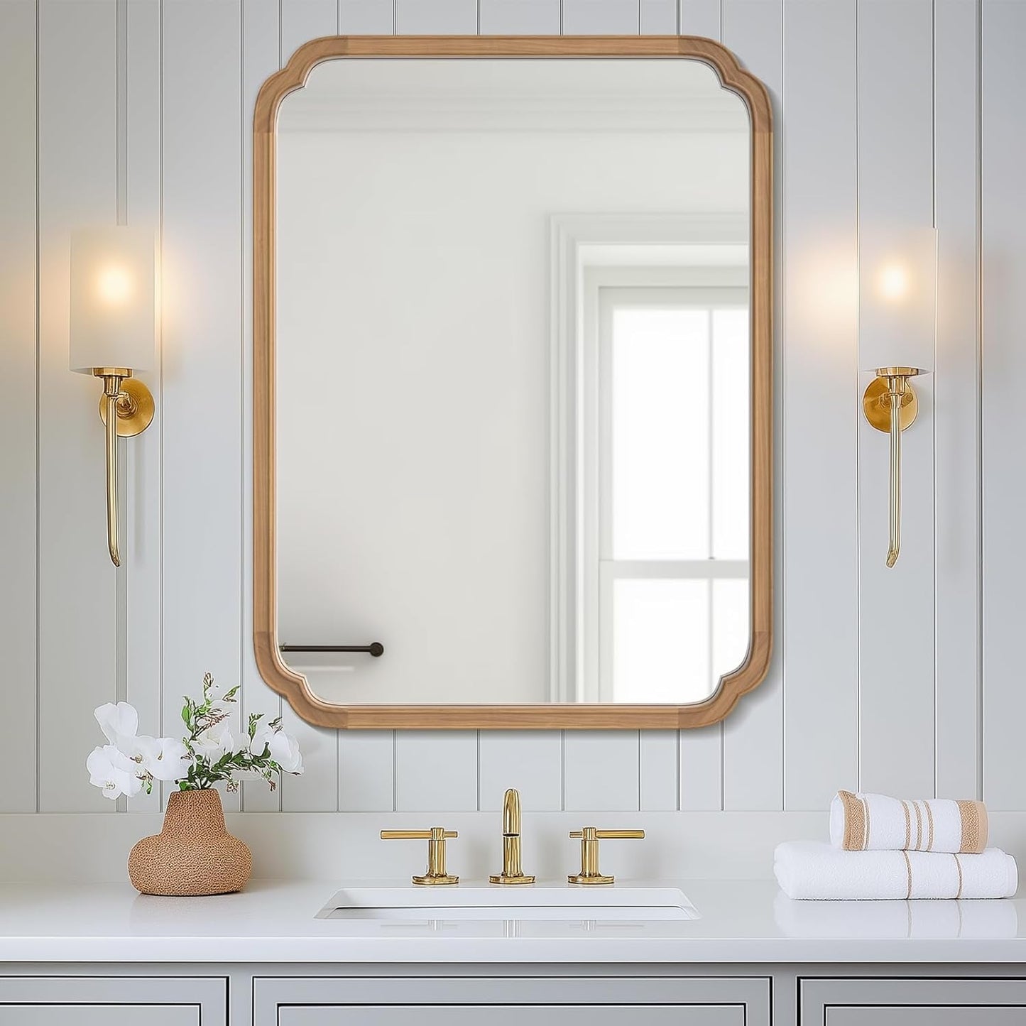 WallBeyond 30 x 40 Rounded Corner Arch Wall Mirror for Home Decor