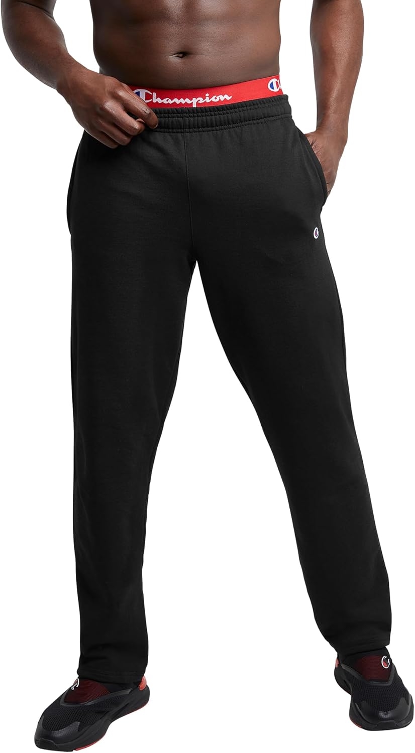Champion Men's Fleece Open-Bottom Sweatpants for Comfort