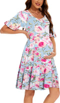 Smallshow Women's Maternity Dress Ruffle Short Sleeve - Flowy Summer