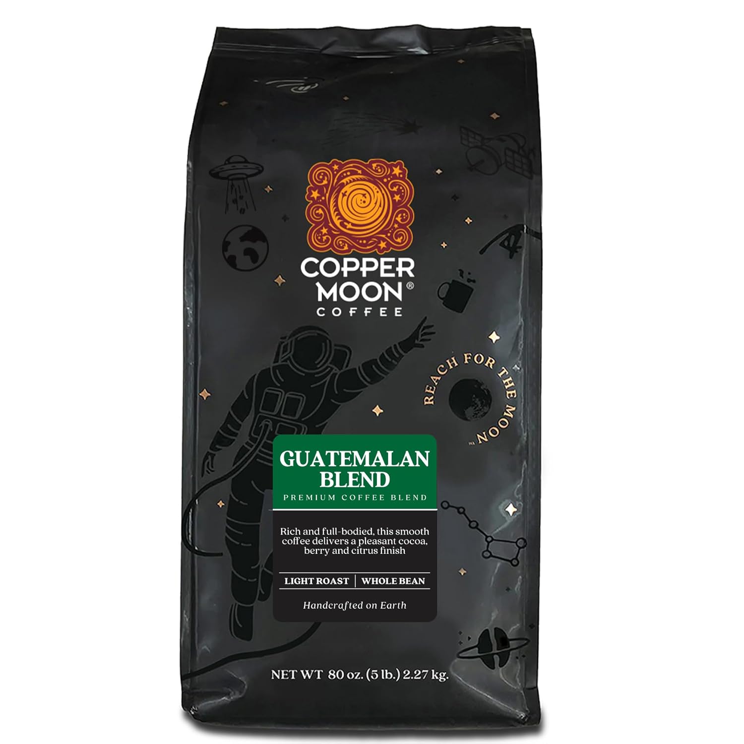 Copper Moon Light Roast Whole Bean Coffee, Guatemalan Blend 5 Lb