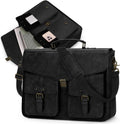17.3in Messenger Bag for Men PU Leather Briefcase - Durable Office