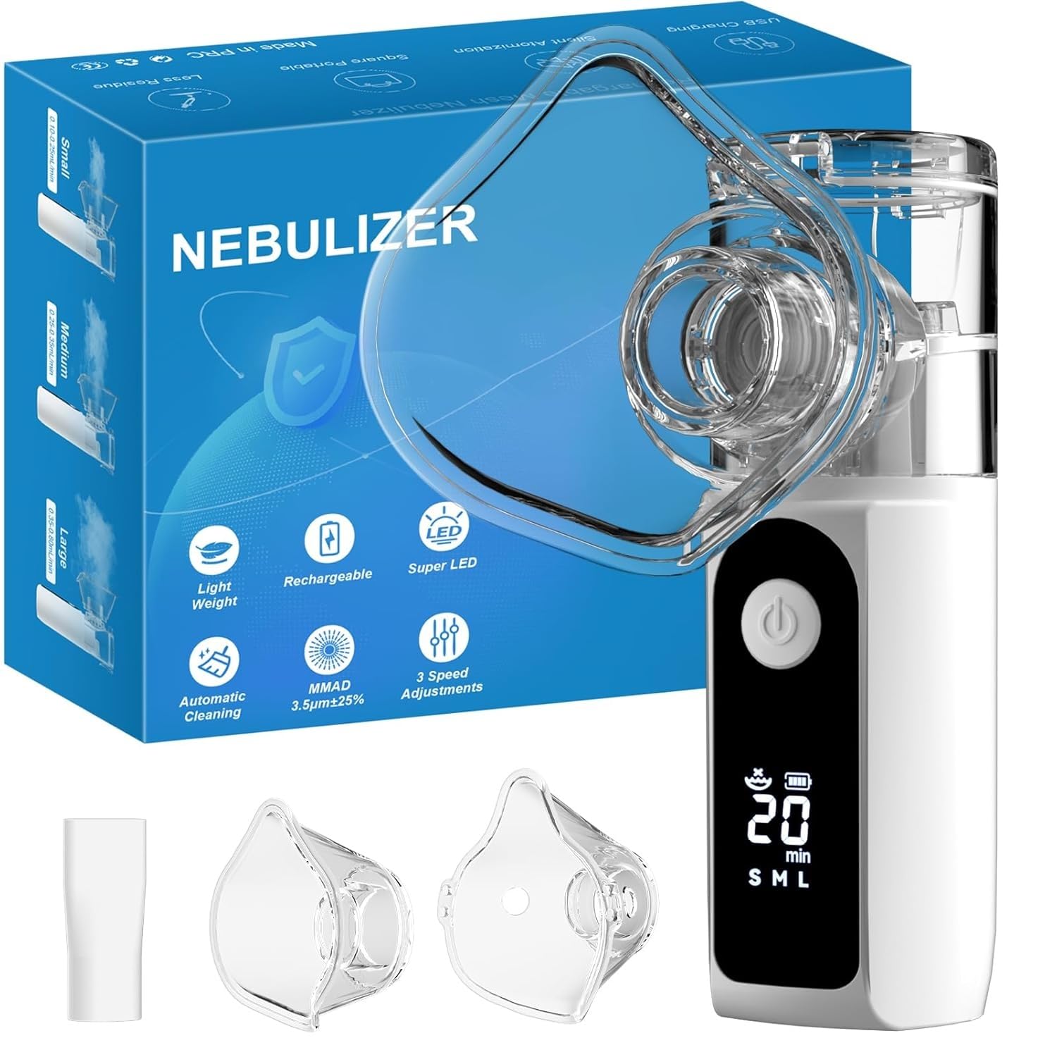 Portable Nebulizer for Adults and Kids with Smart LED Display