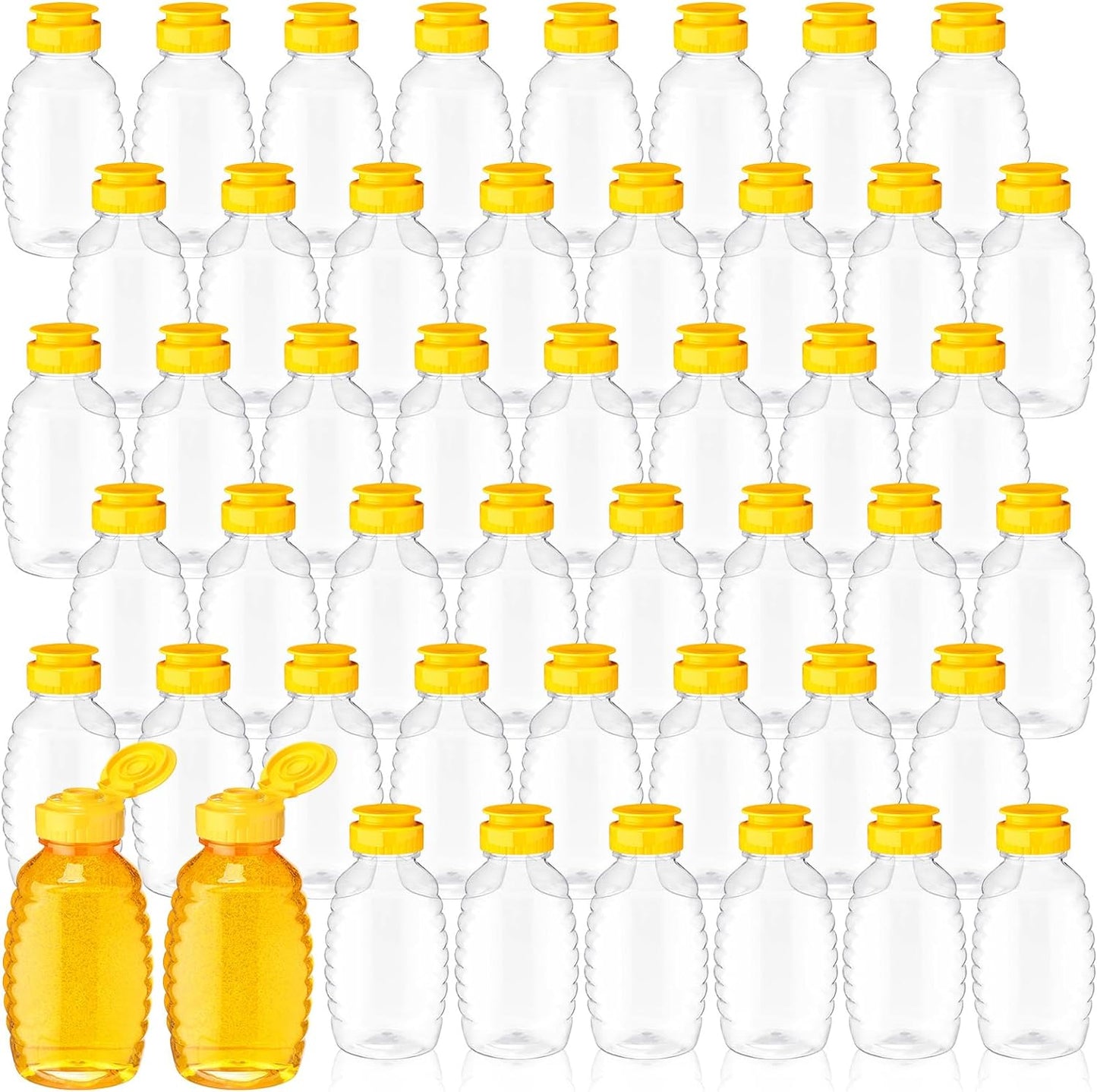 48 Pcs 12 oz Plastic Honey Bottles for Easy Dispensing and Storage