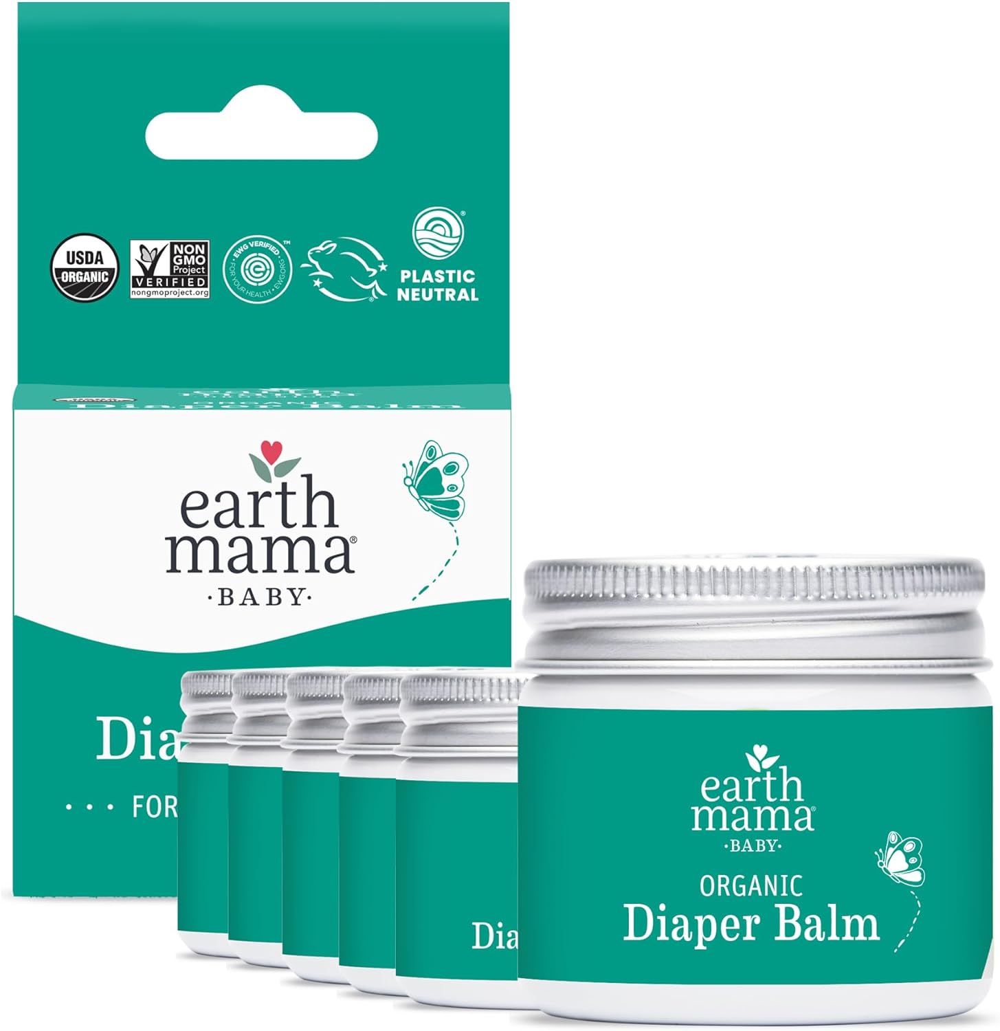 Earth Mama Organic Diaper Balm for Sensitive Skin - 6-Pack