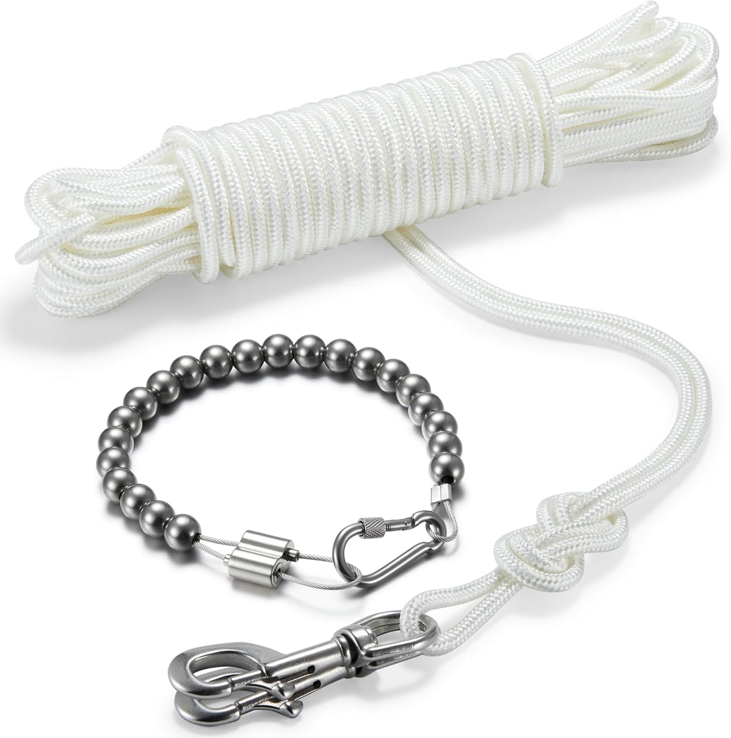 50Ft Flag Pole Rope Kit with Stainless Steel Snap Hooks
