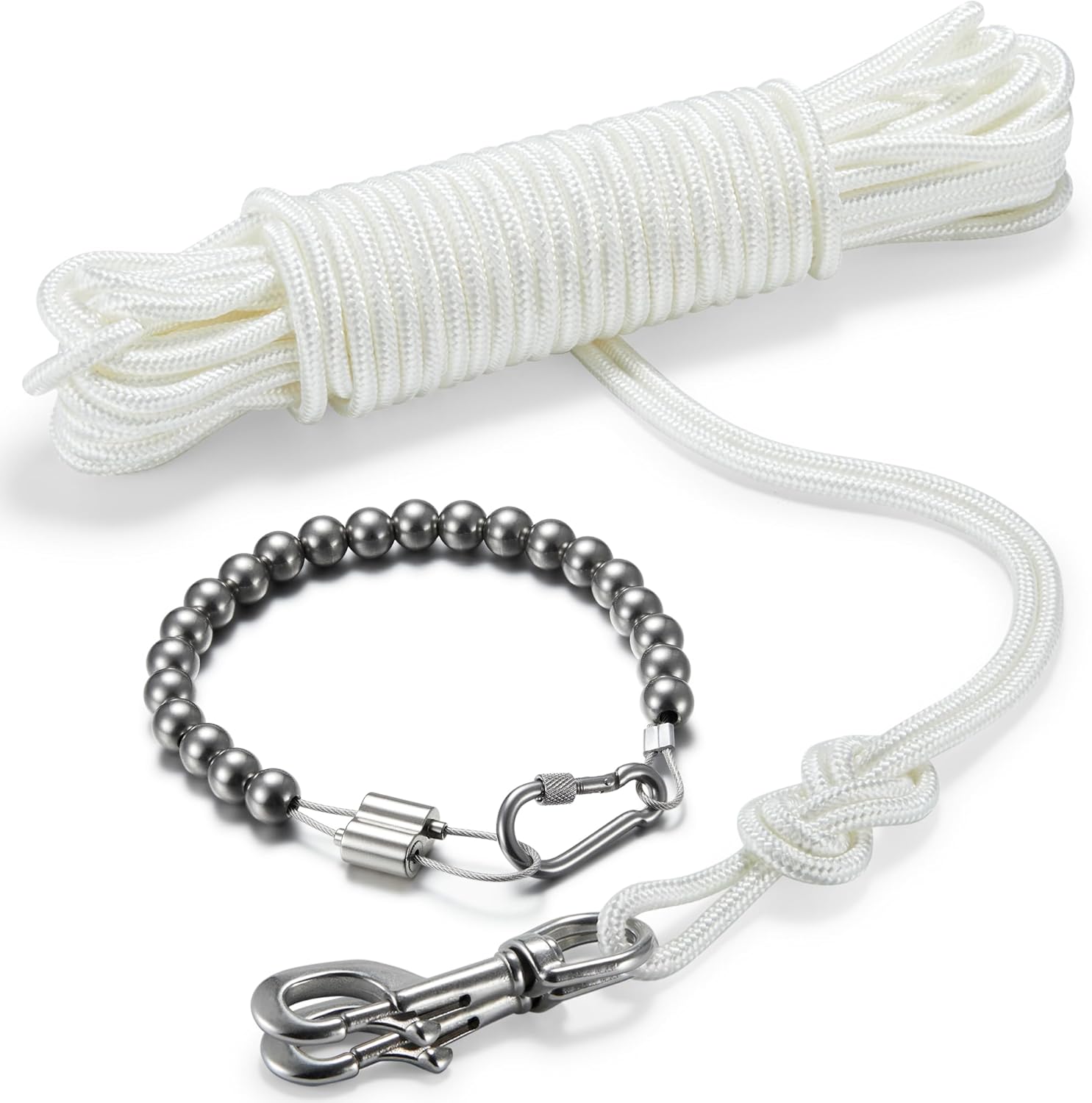 50Ft Flag Pole Rope Kit with Stainless Steel Snap Hooks