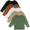 HonestBaby 5-Pack Long Sleeve T Shirts 100% Organic Cotton for Kids