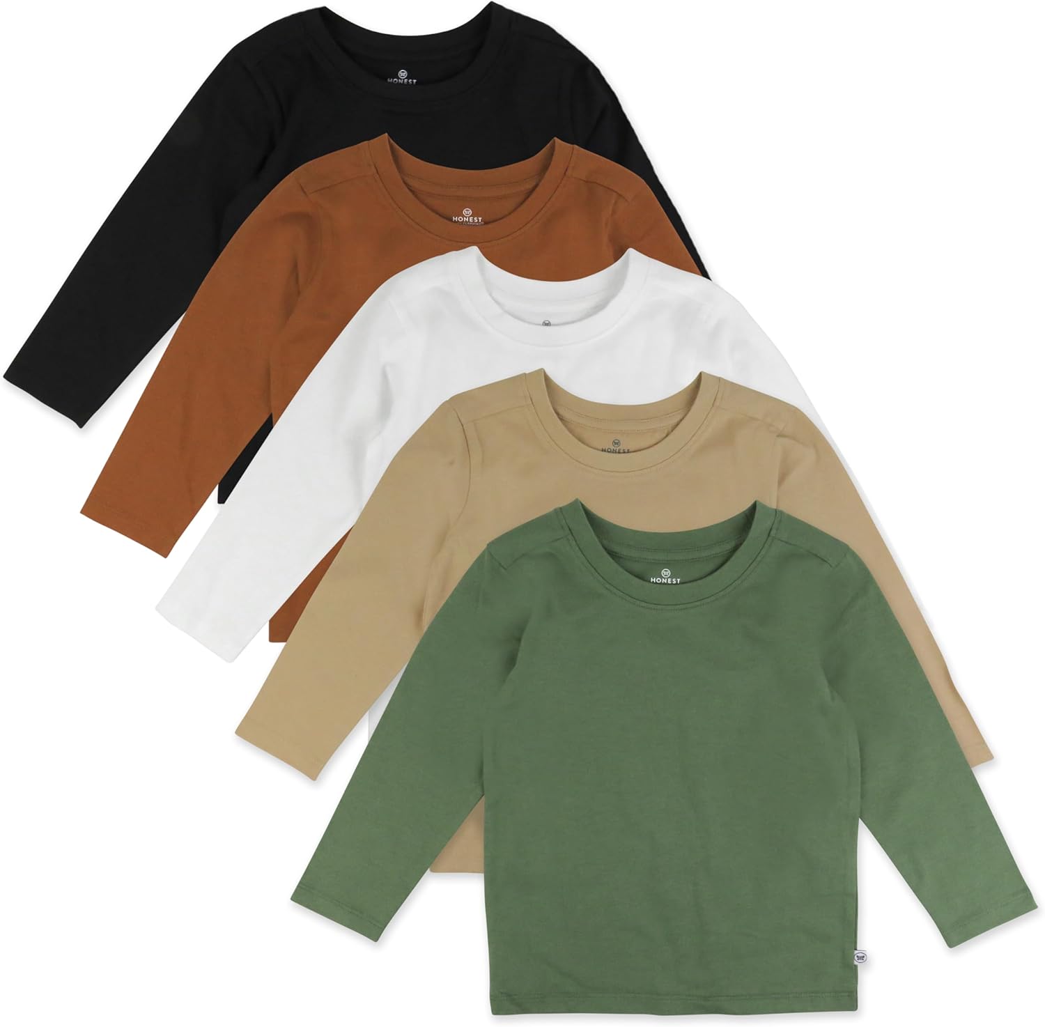 HonestBaby 5-Pack Long Sleeve T Shirts for Toddlers & Kids