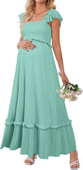 OUGES Womens Maternity Photoshoot Dress Boho Maxi - Flowy Fit