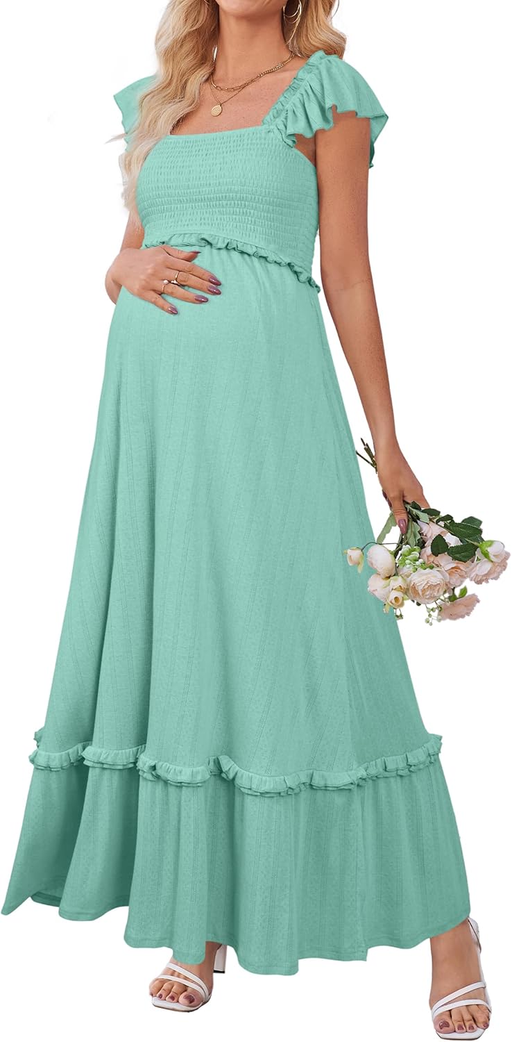 OUGES Womens Summer Maternity Dress for Photoshoots and Events