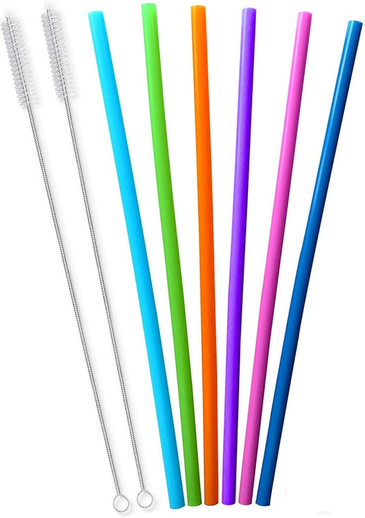 12 Reusable Silicone Straws for Tall Cups - Tegion