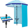 Heavy Duty High Wind Beach Umbrella with Table Tray & Curtain