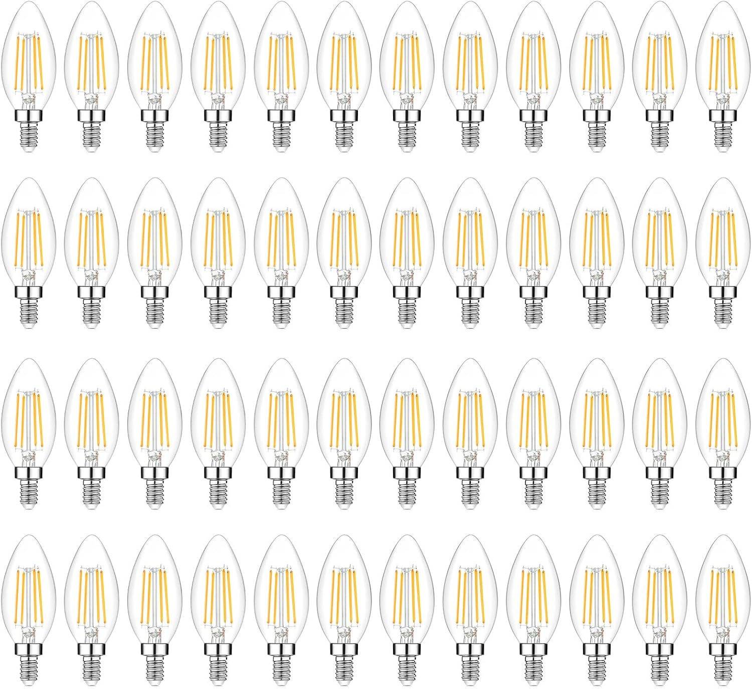 48-Pack Dimmable E12 LED Candelabra Bulbs for Cozy Lighting