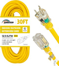 Indoor Outdoor Extension Cord Weatherproof 12 Gauge 30FT - Heavy Duty