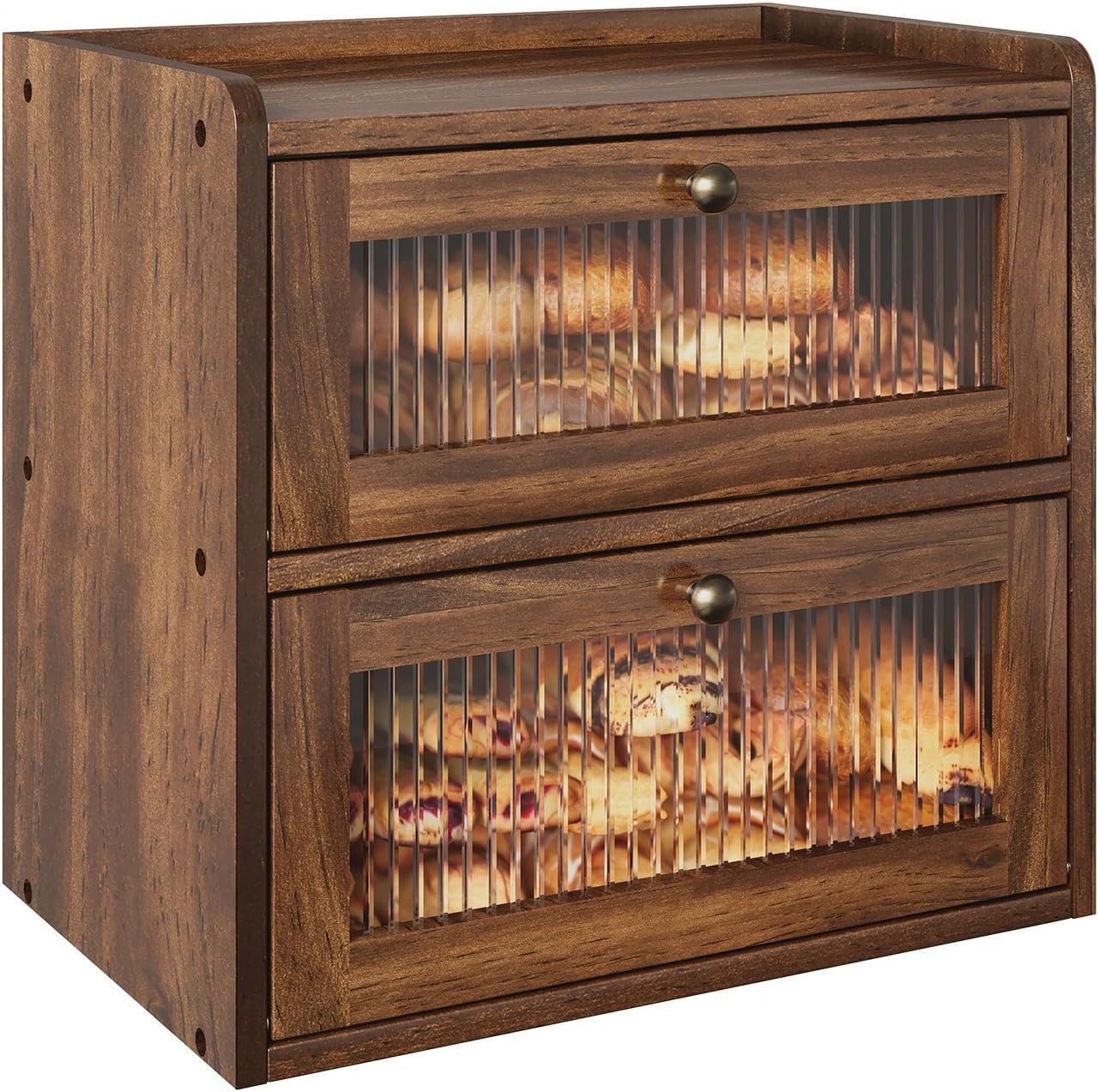 Double Layer Large Bread Box for Kitchen with Acrylic Window