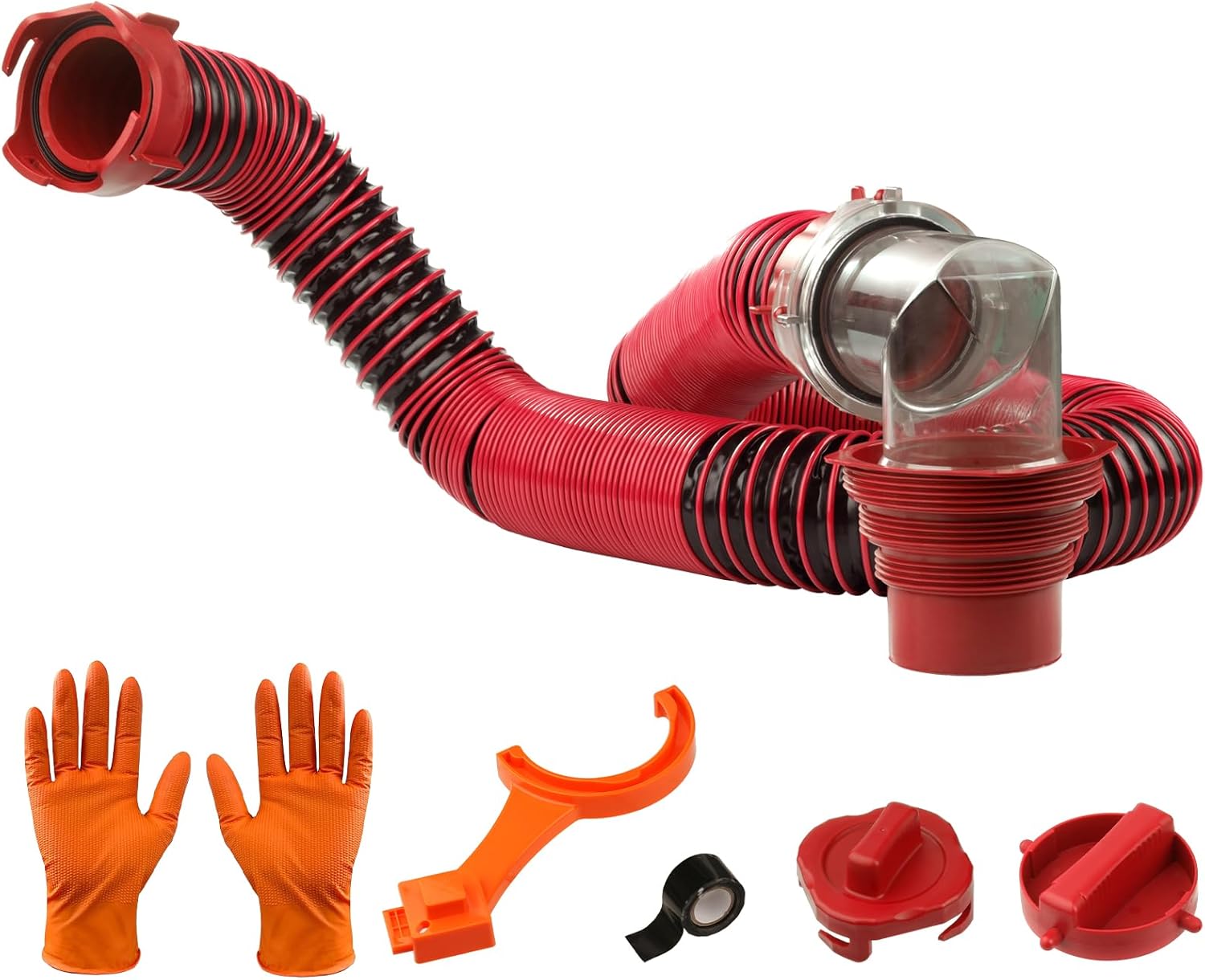 10FT RV Sewer Hose Kit: Heavy Duty Waste Hose with Elbow Adapter