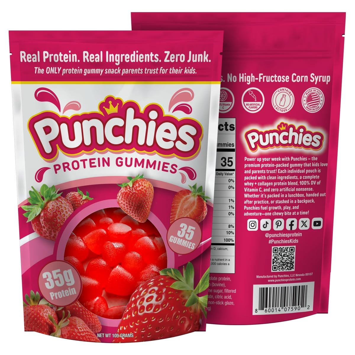 Punchies Protein Gummies for Kids - Delicious High Protein Snack