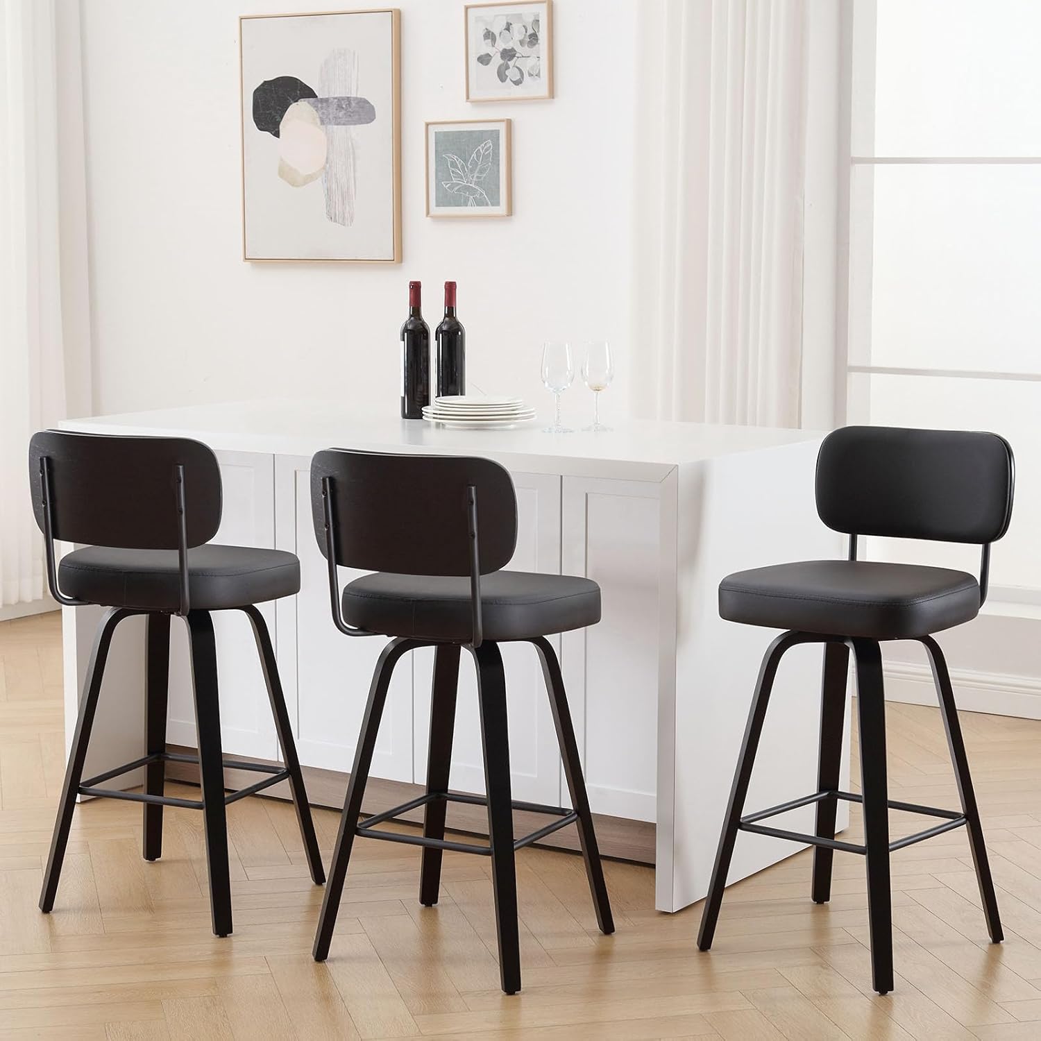 Swivel Counter Height Bar Stools Set of 3 for Kitchen Use