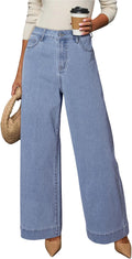 Women's High Waisted Wide Leg Jeans - Stretchy Loose Denim Fit