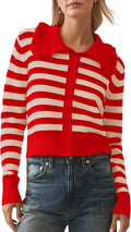 Ruffle Collar Cropped Cardigan Sweater - Soft Casual Knit
