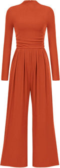PRETTYGARDEN Jumpsuits For Women Long Sleeve Mock Neck (Style 3FGR)