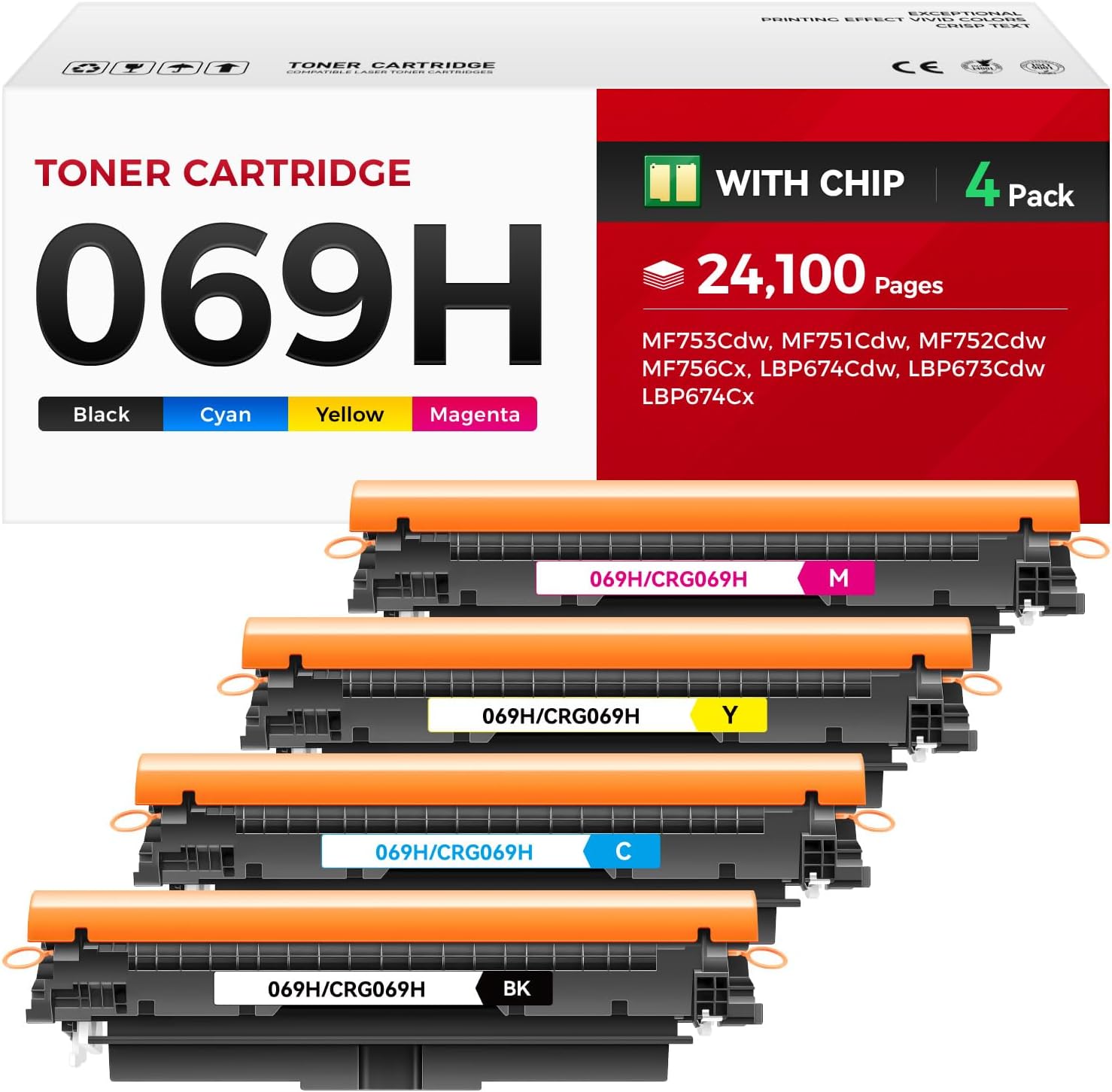 069 069H Toner Cartridge Set 4-Pack for Canon Printers