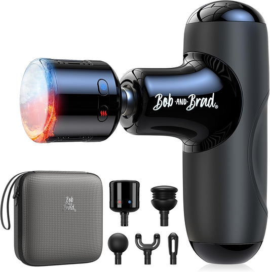 Bob & Brad Mini Massage Gun: Heat/Cold Head, Portable Deep Tissue Relief