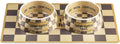 Checker Chewy Vuiton Dog Bowl & Placemat Set - Chic, Durable Dining