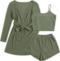 Ekouaer Pajamas for Women 3 Piece Waffle Knit Lounge Set - Soft round