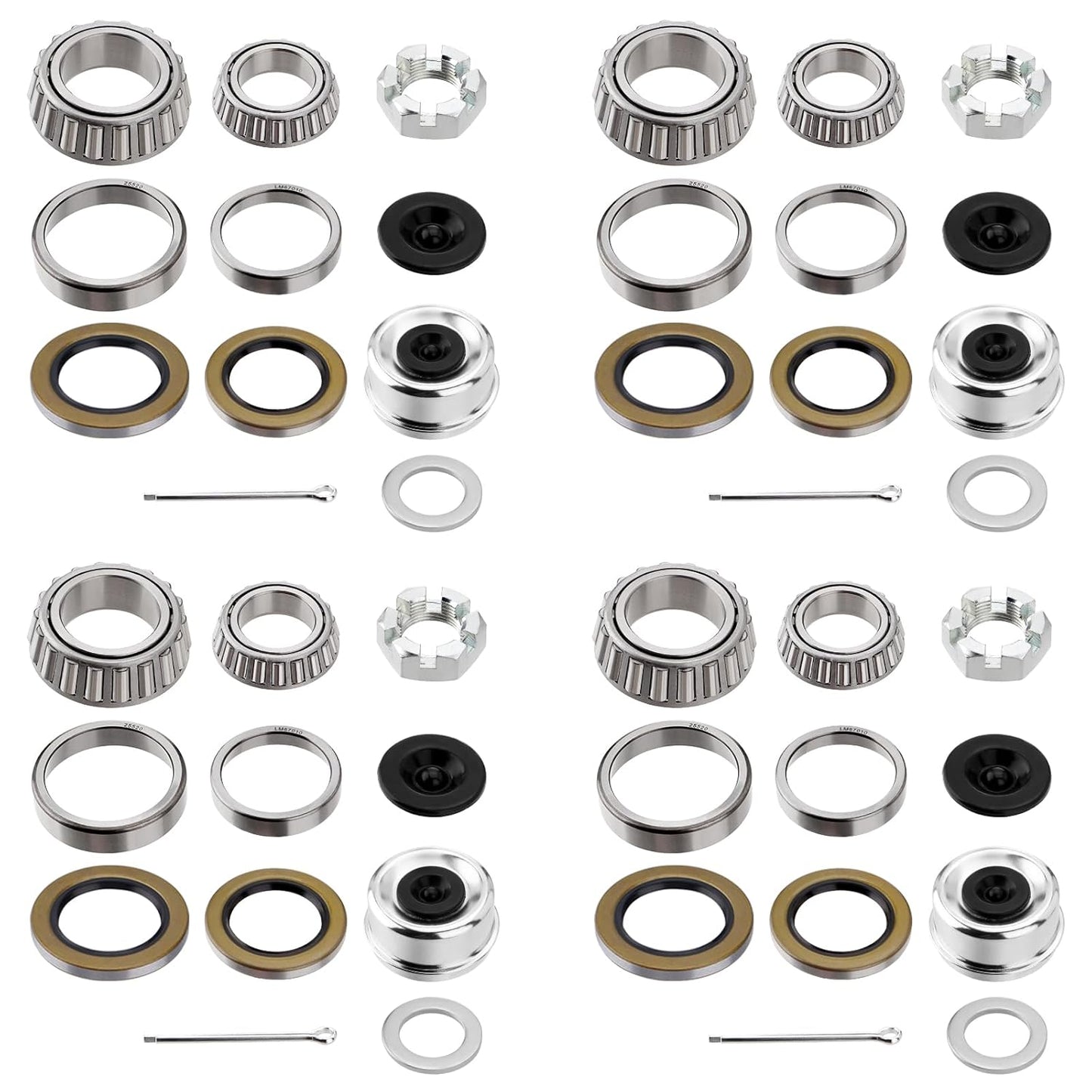 4 Sets Trailer Hub Wheel Bearing Kit for 5200-6000 lbs Axles