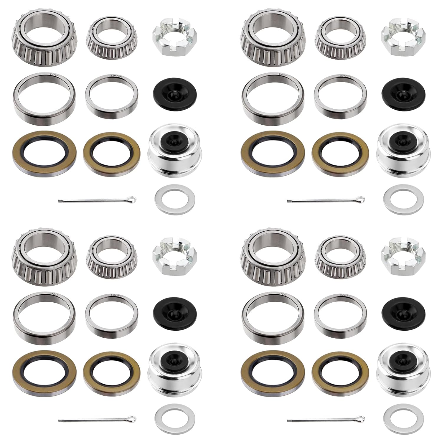 4 Sets Trailer Hub Wheel Bearing Kit for 5200-6000 lbs Axles