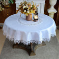 Round Tablecloth Lace Macrame Embroidered 90in - Rustic Farmhouse