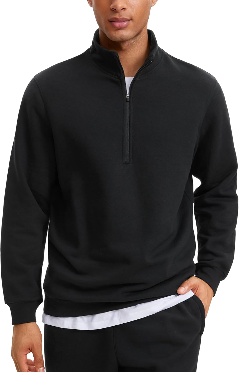 CRZ YOGA Men's Fleece Lined Half Zip Sweatshirt - Cozy Workout Essential