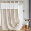 Farmhouse Shower Curtain with Snap-in Liner and Tassels - Ringless