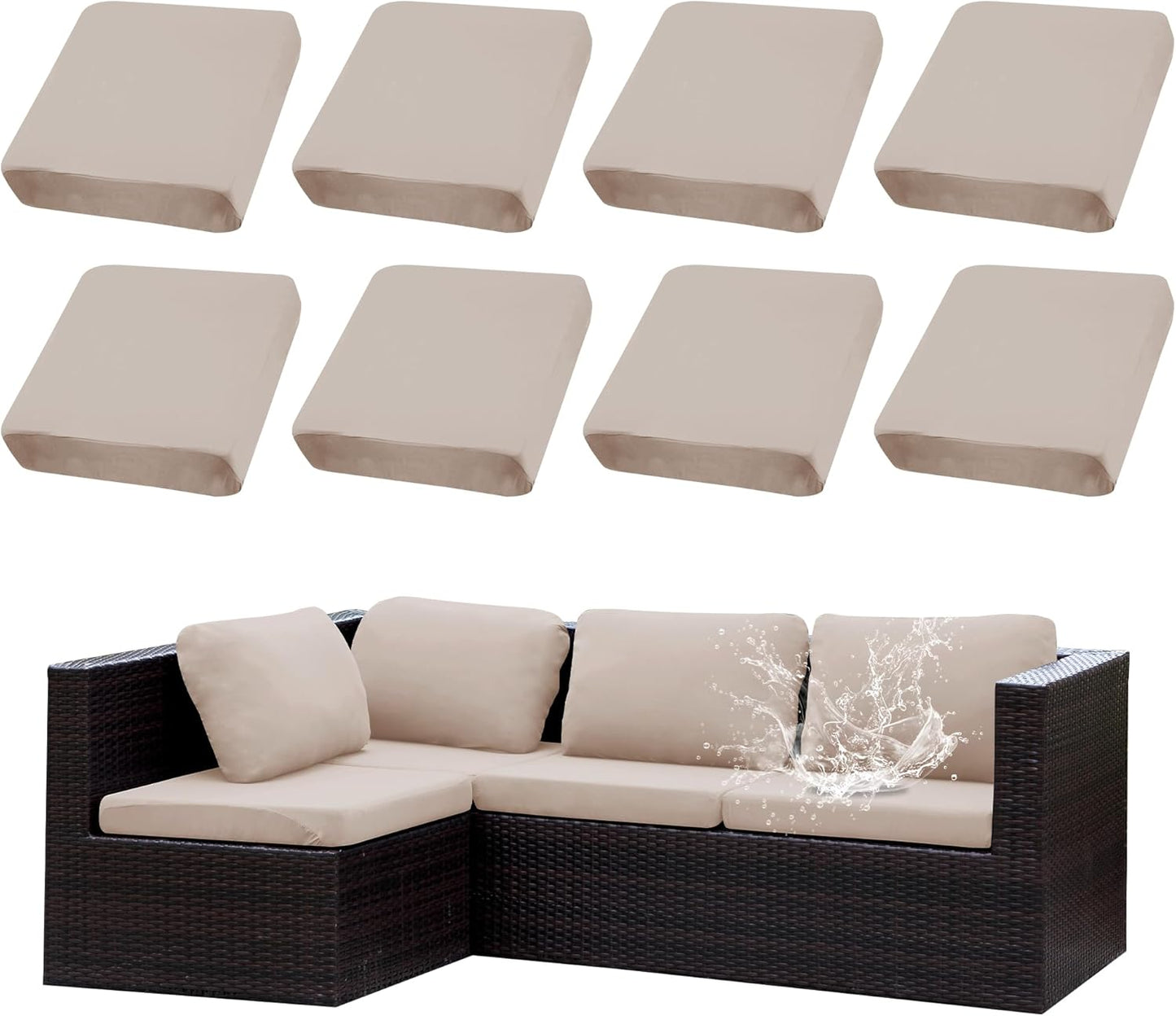 8Pcs Waterproof Outdoor Cushion Covers for Stylish Protection