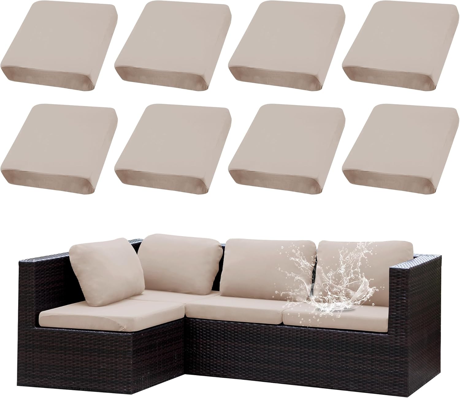 8Pcs Waterproof Outdoor Cushion Covers for Stylish Protection