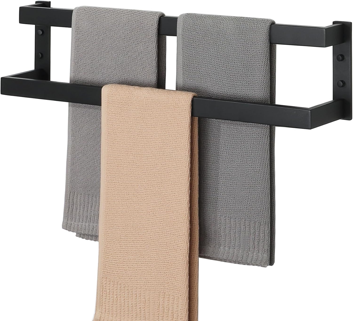 Alise Double Towel Bar 24in - Matte Black Stainless Steel Rack