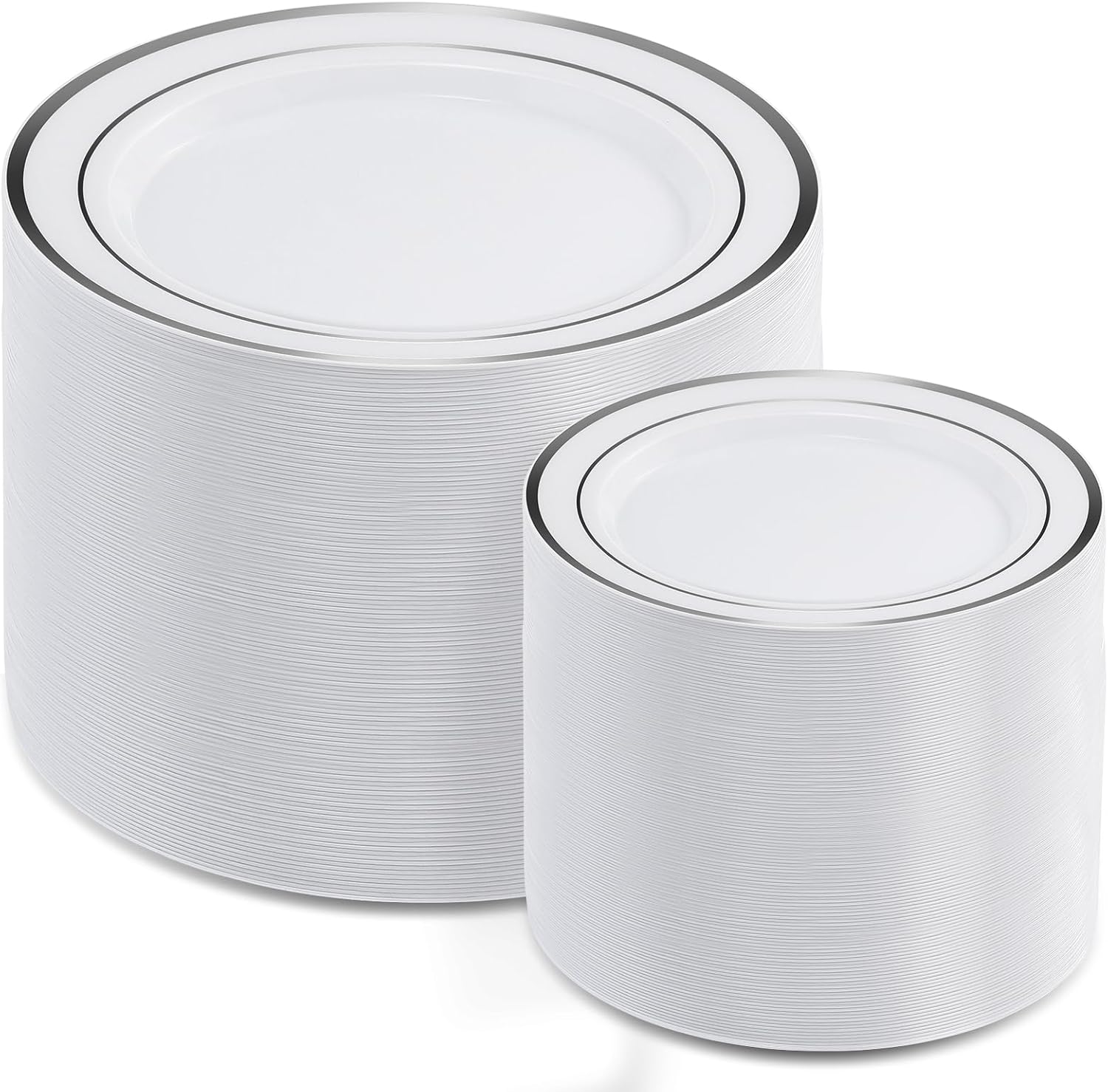 200Pcs Silver Plastic Plates for Parties, Weddings, and Events