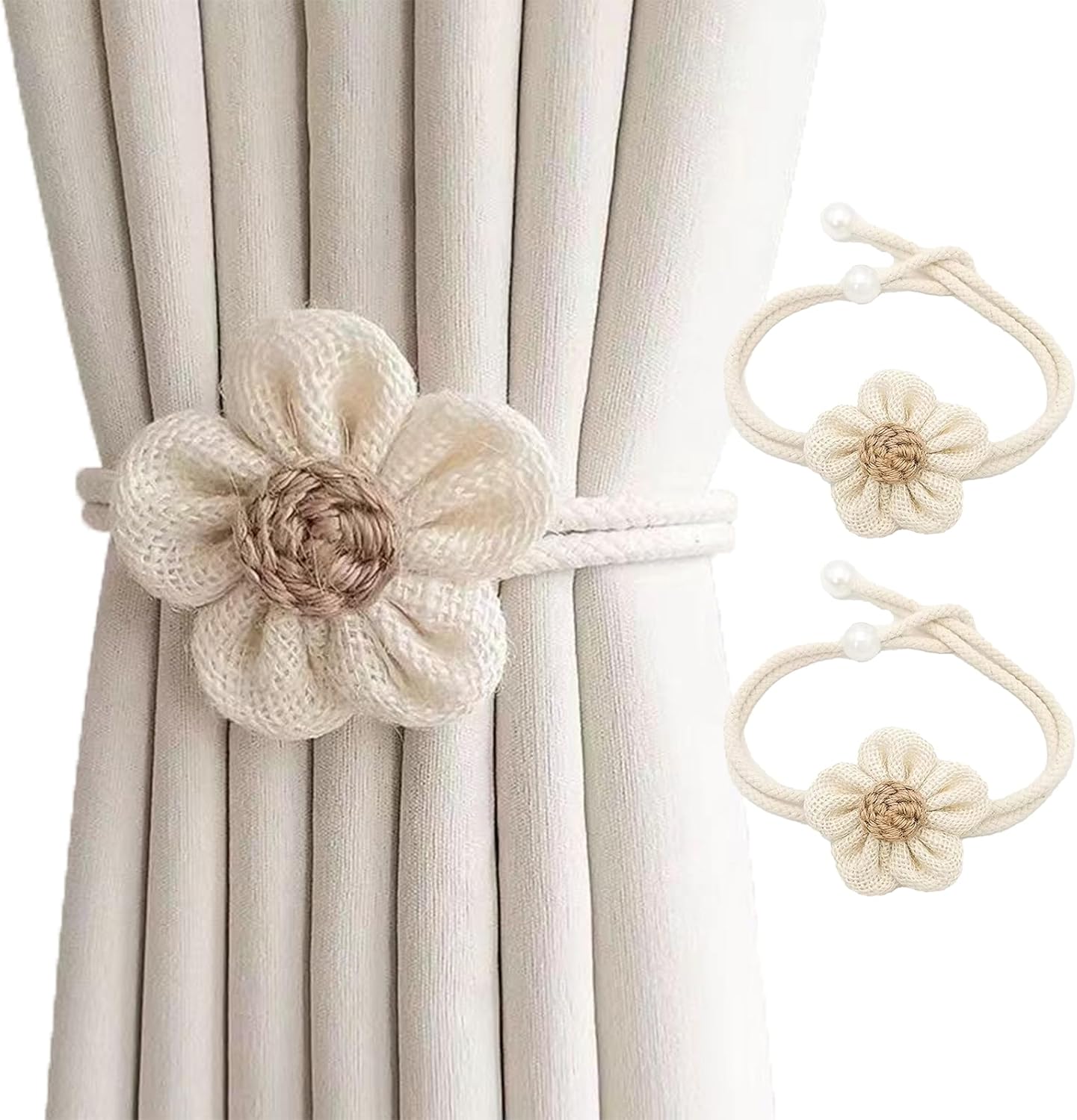 2Pcs Cute Flower Curtain Tie Backs by RHYMEZEAL