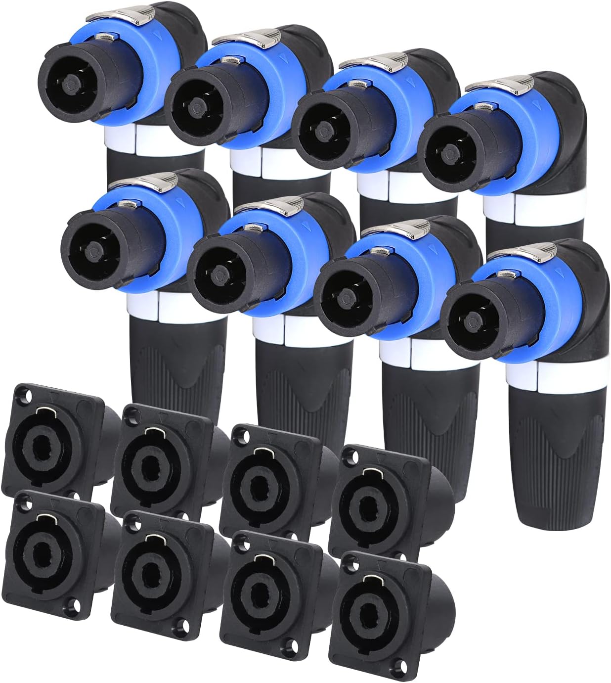 8 Sets Right Angle Speakon Connector Kit for PA and DJ Use