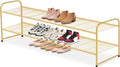 Long 2 Tier Shoe Rack for Closet - Wide 18-Pair Metal Organizer