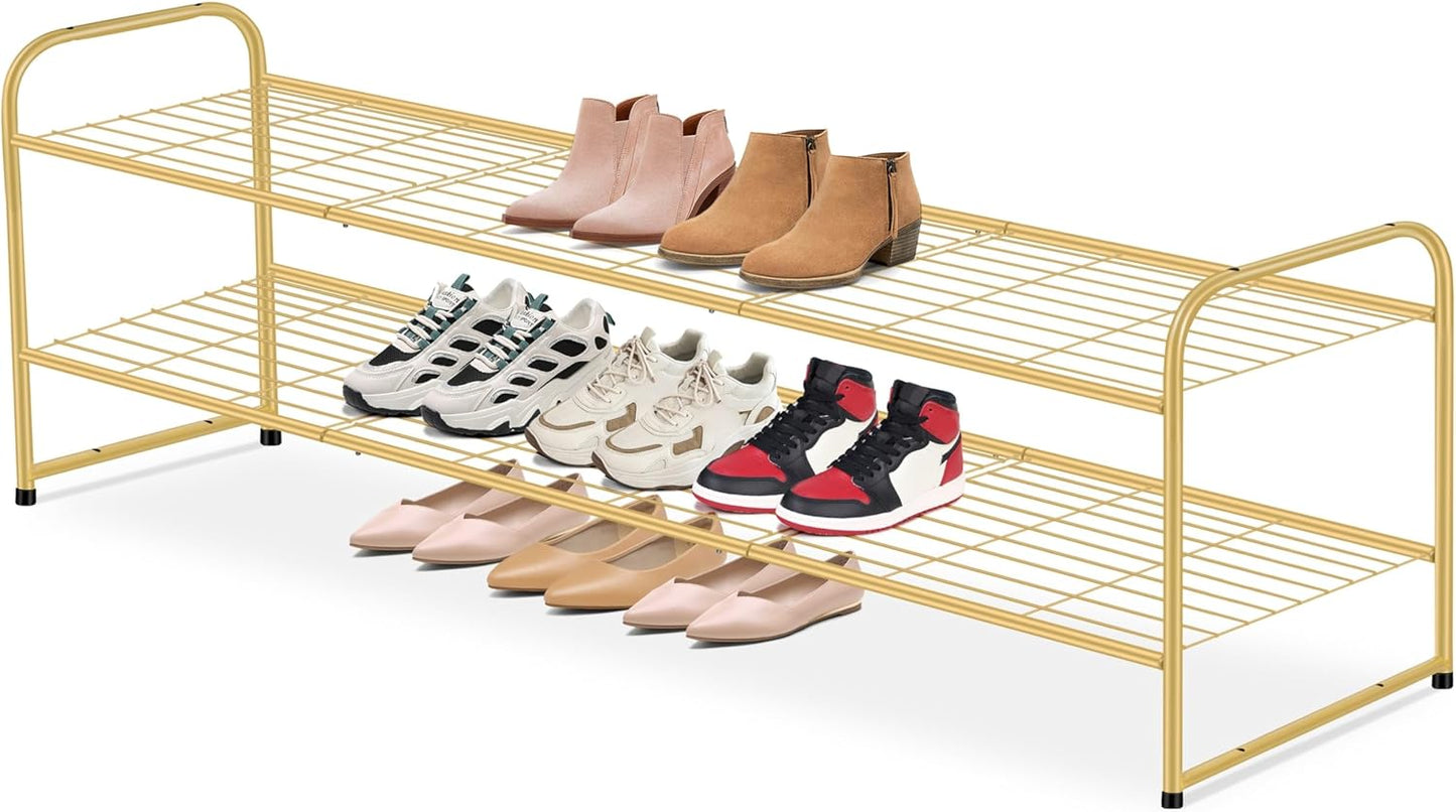 AOODA Long 2 Tier Shoe Rack for 18 Pairs of Shoes Storage
