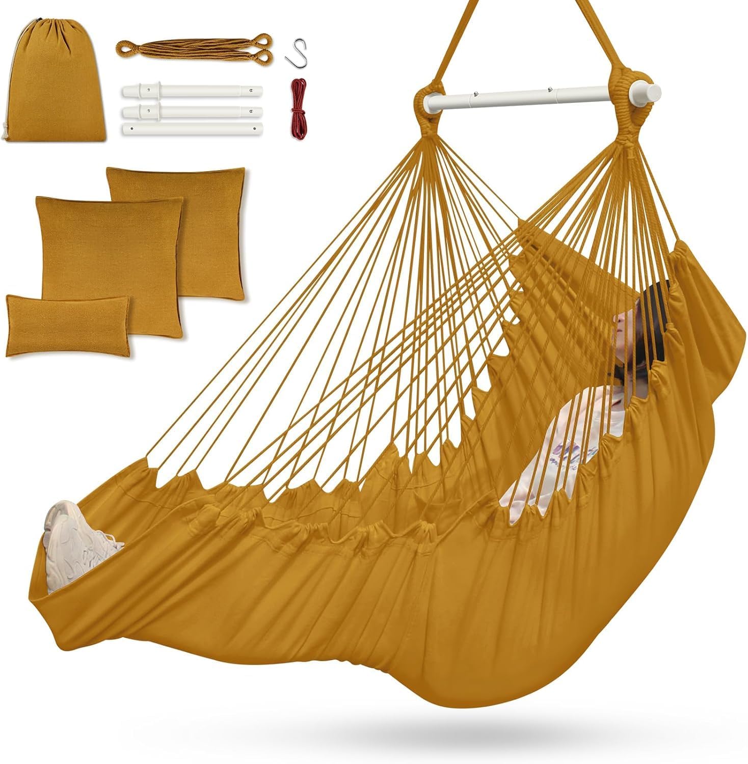 Outerman Hammock Chair with Foot Rest - 500lbs Support